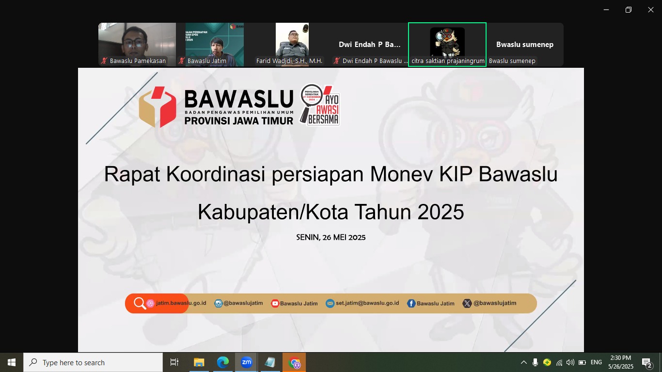Bawaslu Pamekasan Ikuti Rakor Persiapan Monitoring dan Evaluasi Keterbukaan Informasi Publik Tahun 2025
