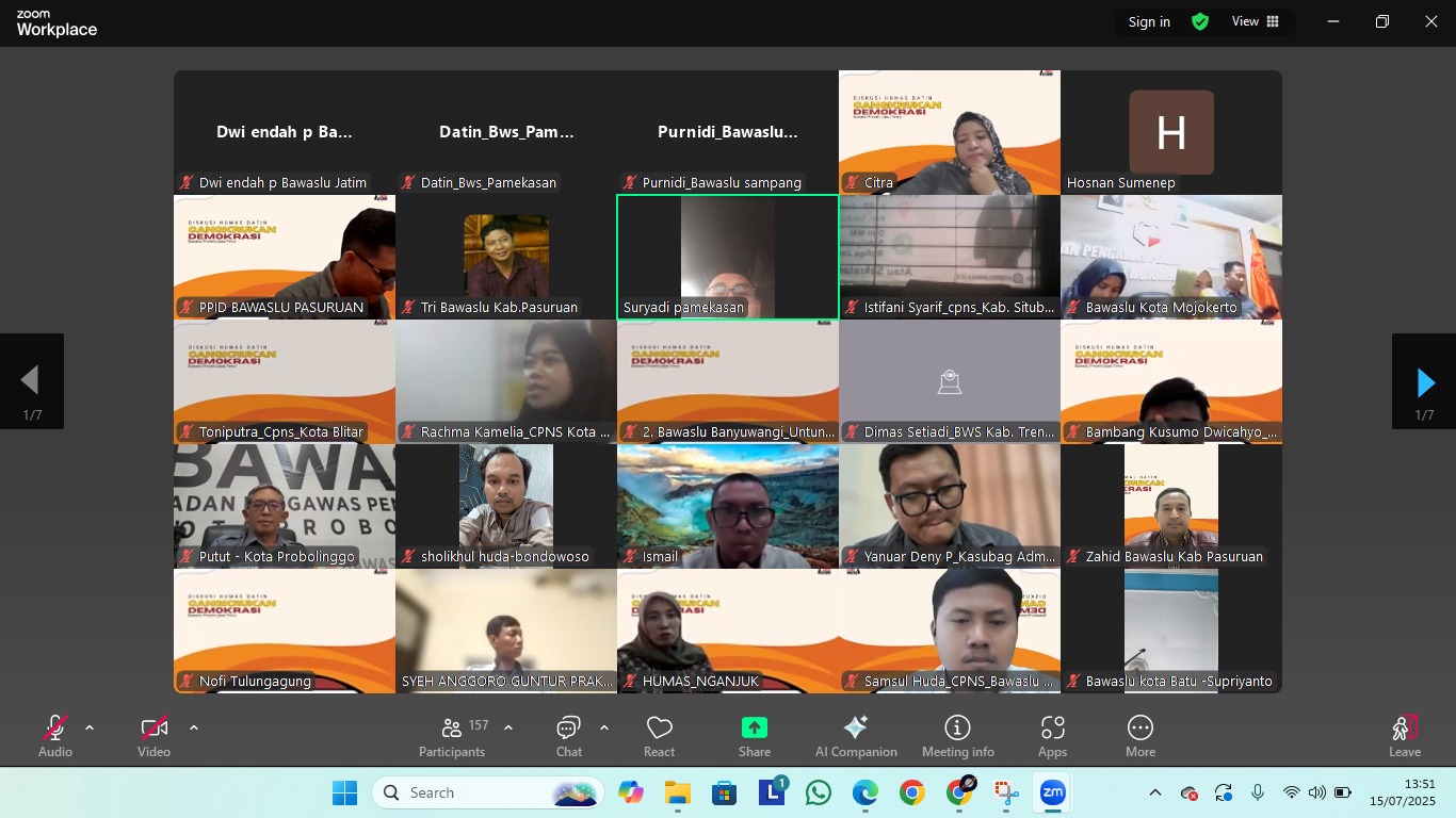 Bawaslu Pamekasan Ikuti Cangkrukan Demokrasi Seri ke-5 Secara Daring, Bahas Keterbukaan Informasi dan Efisiensi Teknologi Pengawasan