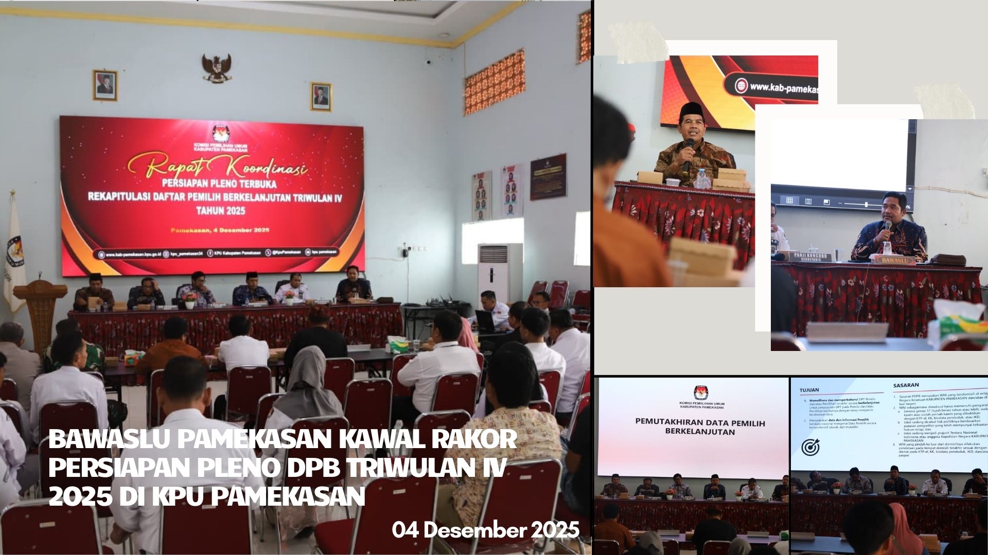 Pimpinan Bawaslu Pamekasan Sampaikan Penguatan Pengawasan pada Rakor Persiapan Pleno Terbuka Rekapitulasi PDPB triwulan IV tahun 2025