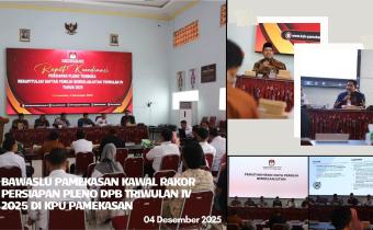 Pimpinan Bawaslu Pamekasan Sampaikan Penguatan Pengawasan pada Rakor Persiapan Pleno Terbuka Rekapitulasi PDPB triwulan IV tahun 2025